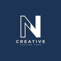 Creative Initial Letter N Logo Design. White Shape Circle Line Style. Usable for Business and Branding Logos. Flat Vector Logo Design Ideas Template Element.