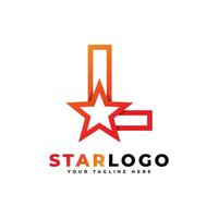 Letter L star logo Linear Style, Orange Color. Usable for Winner, Award and Premium Logos. vector