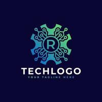 Technology Initial Letter R Logo Design Template Element. vector