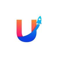 Initial Letter U with Rocket Logo Icon Symbol. Good for Company, Travel, Start up and Logistic Logos vector