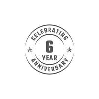 6 Year Anniversary Celebration Emblem Badge with Gray Color for Celebration Event, Wedding, Greeting card, and Invitation Isolated on White Background vector