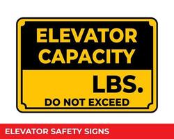 Limit of people allowed in the lift at one time a signboard with Warning Message for Industrial Estate, Easy to Use and Print Design Templates vector