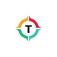 Colorful Letter T Inside Compass Logo Design Template Element vector