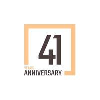 41 Year Anniversary Celebration Vector with Square Shape. Happy Anniversary Greeting Celebrates Template Design Illustration