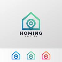 Home Location with Pin Map Line Style Logo Design Template Element vector