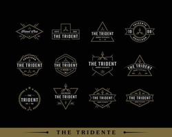 Set of Classic Vintage Emblem Badge Trident Neptune God Poseidon Triton King Spear Logo Icon Design Template vector