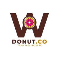 letra inicial w diseño de logotipo de donut dulce. logo para cafeterías, restaurantes, cafeterías, catering. vector