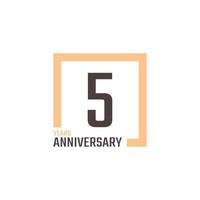 5 Year Anniversary Celebration Vector with Square Shape. Happy Anniversary Greeting Celebrates Template Design Illustration