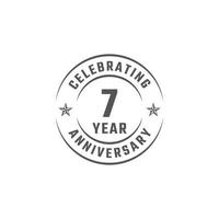 7 Year Anniversary Celebration Emblem Badge with Gray Color for Celebration Event, Wedding, Greeting card, and Invitation Isolated on White Background vector