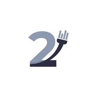 Number 2 Brush and Paint with Minimalist Design Style vector