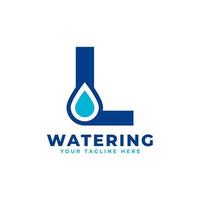 logotipo inicial de la letra l de la gota de agua. utilizable para la naturaleza y los logotipos de marca. elemento de plantilla de ideas de diseño de logotipo de vector plano