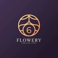 Flower Number 6 Logo Design Template Element. Eps10 Vector