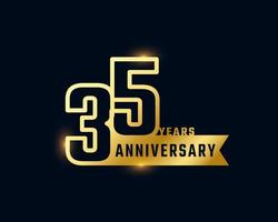 35 Year Anniversary Celebration with Shiny Outline Number Golden Color for Celebration Event, Wedding, Greeting card, and Invitation Isolated on Dark Background vector