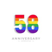 58 Year Anniversary Celebration with Rainbow Color for Celebration Event, Wedding, Greeting card, and Invitation Isolated on White Background vector