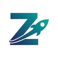 Letter Z with Rocket Up and Swoosh Logo Design. Creative Letter Mark Suitable for Company Brand Identity, Travel, Start up, Logistic, Business Logo Template vector