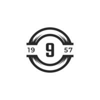 Vintage Insignia Number 9 Logo Design Template Element. Suitable for Identity, Label, Badge, Cafe, Hotel Icon Vector