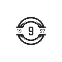 Vintage Insignia Number 9 Logo Design Template Element. Suitable for Identity, Label, Badge, Cafe, Hotel Icon Vector