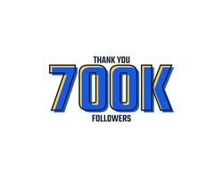 gracias vector de celebración de tarjeta de 700 k seguidores. 700000 seguidores felicitaciones publicar plantilla de redes sociales.