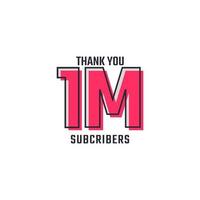 Thank You 1 M Subscribers Celebration Background Design. 1000000 Subscribers Congratulation Post Social Media Template. vector