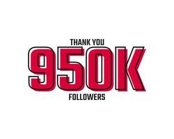 Thank You 950 K Followers Card Celebration Vector Post Social Media Template.