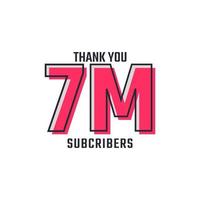 Thank You 7 M Subscribers Celebration Background Design. 7000000 Subscribers Congratulation Post Social Media Template. vector