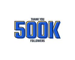 gracias vector de celebración de tarjeta de 500 k seguidores. 500000 seguidores felicitaciones post plantilla de redes sociales.