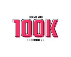 Thank You 100 k Subscribers Celebration Background Design. 100000 Subscribers Congratulation Post Social Media Template. vector