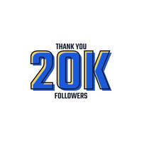 Thank You 20 K Followers Card Celebration Vector. 20000 Followers Congratulation Post Social Media Template. vector