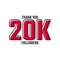 Thank You 20 K Followers Card Celebration Vector Post Social Media Template.