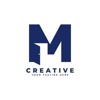 Initial Letter M with Door Negative Space Logo Design. Usable for Construction Architecture Building Logo vector