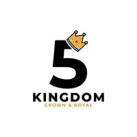 Number 5 with Crown Logo Branding Identity Logo Design Template vector