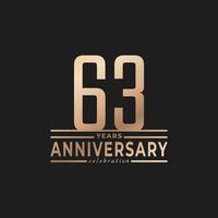 63 Year Anniversary Celebration with Thin Number Shape Golden Color for Celebration Event, Wedding, Greeting card, and Invitation Isolated on Dark Background vector