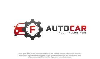 Letter F with Car Maintenance Vector. Concept Automotive Logo Design of Sports Vehicle. vector