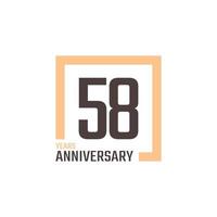 58 Year Anniversary Celebration Vector with Square Shape. Happy Anniversary Greeting Celebrates Template Design Illustration