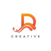 Corporation Initial D Letter Logo With Creative Swoosh Liquid Gradient Color, Vector Template Element