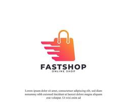 Shopping Bag Icon. Speed Shop And Shopping Logo Design Template Element vector