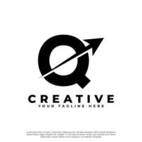 Initial Letter Q Artistic Creative Arrow Up Shape Logotype. Usable for Business and Branding Logos. vector