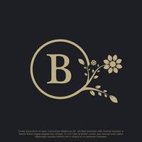 La plantilla de logotipo de lujo con monograma de letra circular B florece. adecuado para la marca natural, ecológica, joyería, moda, personal o corporativa. vector