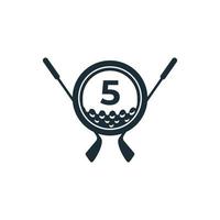 logotipo deportivo de golf. número 5 para la plantilla vectorial de diseño del logotipo de golf. eps10 vector