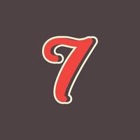 Retro Number 7 Logo in Vintage Western Style with Double Layer. Usable for Vector Font, Labels, Posters etc