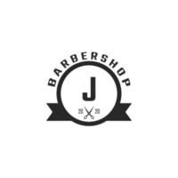 Letter J Vintage Barber Shop Badge and Logo Design Inspiration vector