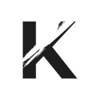 Letter K Logo with White Slash Brush in Black Color Vector Template Element