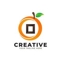 Letter O logo in fresh Orange Fruit with Modern Style. Brand Identity Logos Designs Vector Illustration Template