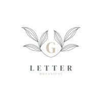 letra inicial g logotipo floral y botánico. hoja de naturaleza femenina para salón de belleza, masajes, cosméticos o símbolo de icono de spa vector