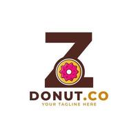 letra inicial z diseño de logotipo de donut dulce. logo para cafeterías, restaurantes, cafeterías, catering. vector