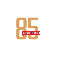 85 Year Anniversary Celebration with Red Ribbon Vector. Happy Anniversary Greeting Celebrates Template Design Illustration vector