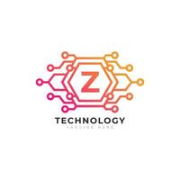 elemento de plantilla de diseño de logotipo de letra inicial z de tecnología. vector