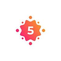 Smart and Creative Number 5 Logo Design Template with  Dots or Points. Geometric Dot Circle Science Medicine Sign. Universal Energy Tech Planet Star Atom Vector Icon Element