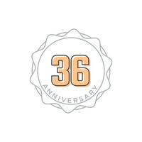 Insignia de vector de celebración de aniversario de 36 años. saludo de feliz aniversario celebra ilustración de diseño de plantilla