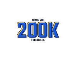 gracias vector de celebración de tarjeta de 200 k seguidores. 200000 seguidores felicitaciones post plantilla de redes sociales.